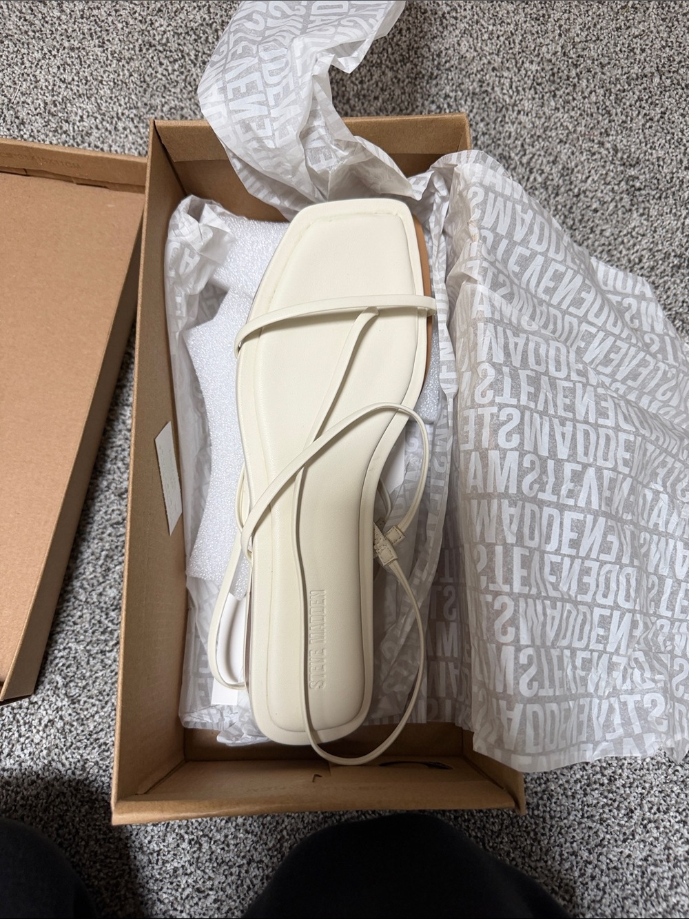 Steve Madden Cream Strappy Square-Toe Sandal